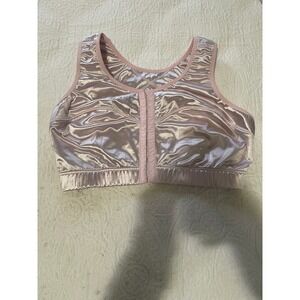 ENELL Size 4 Full Support Bra Pink Satin Front Close Compression Sports Comfort